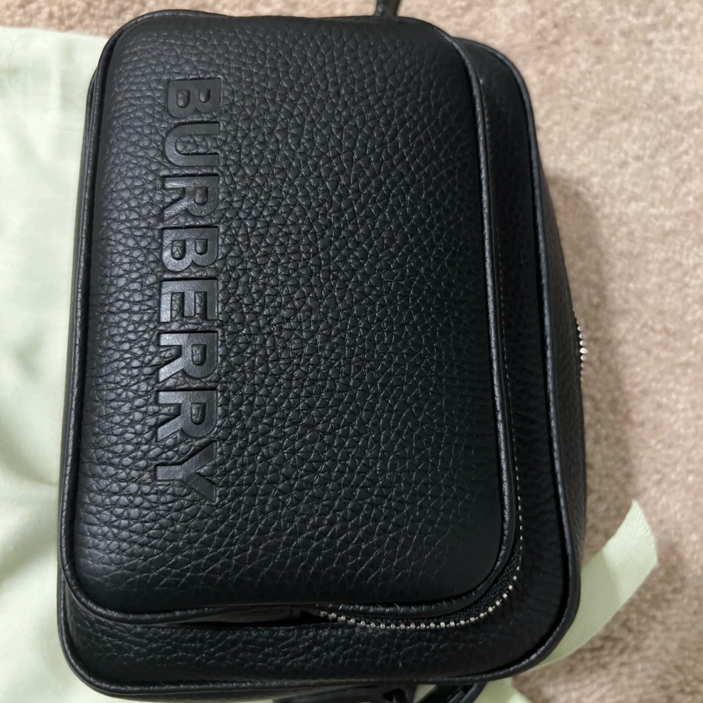 NWT Burberry Black Leather Camera Crossbody Bag